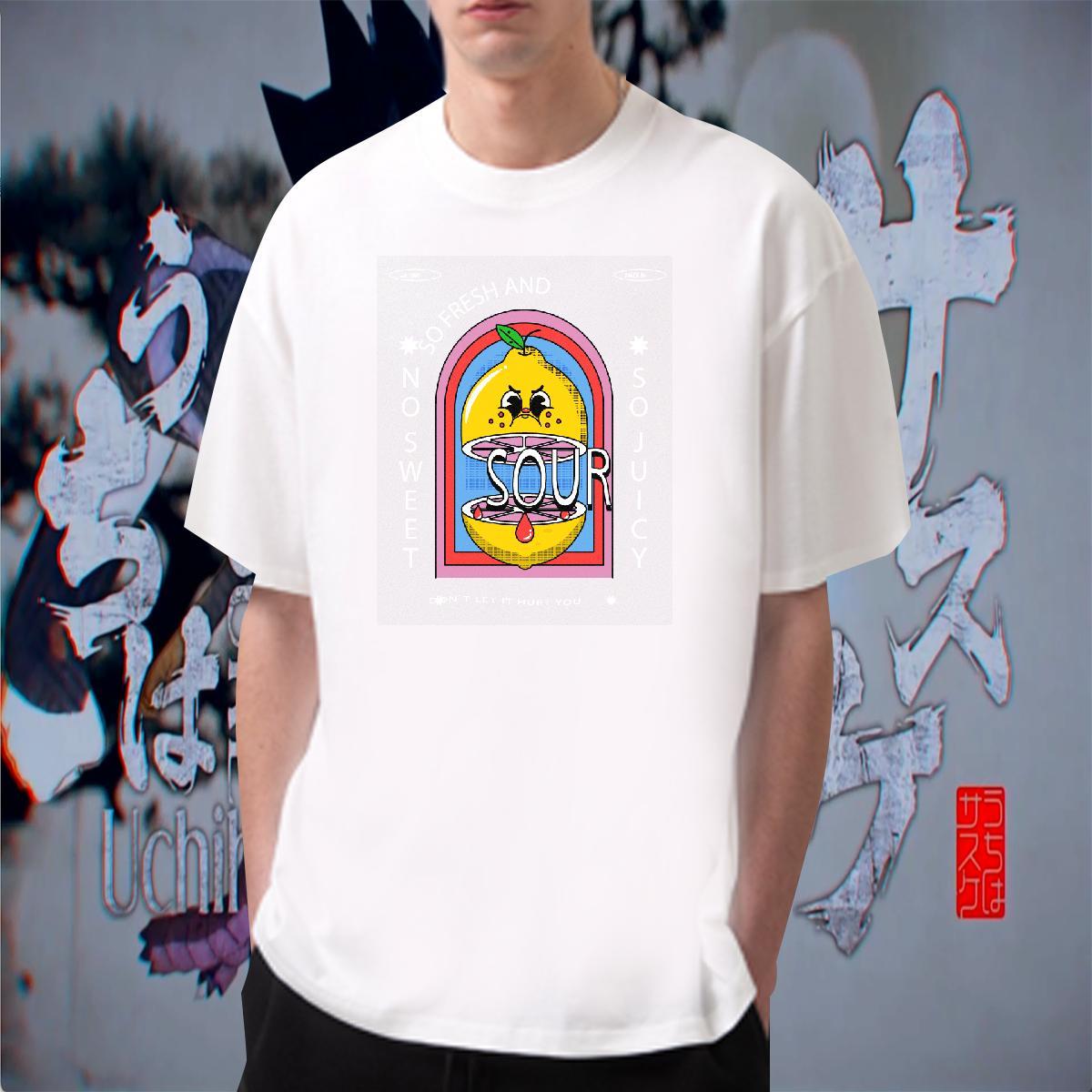 High Quality Tshirt for Man Woman Spring Summer 230g Pure Cotton Cartoon Print Breathable Short Sleeve lemon Mens T Shirts Fashion New Tee Shirt