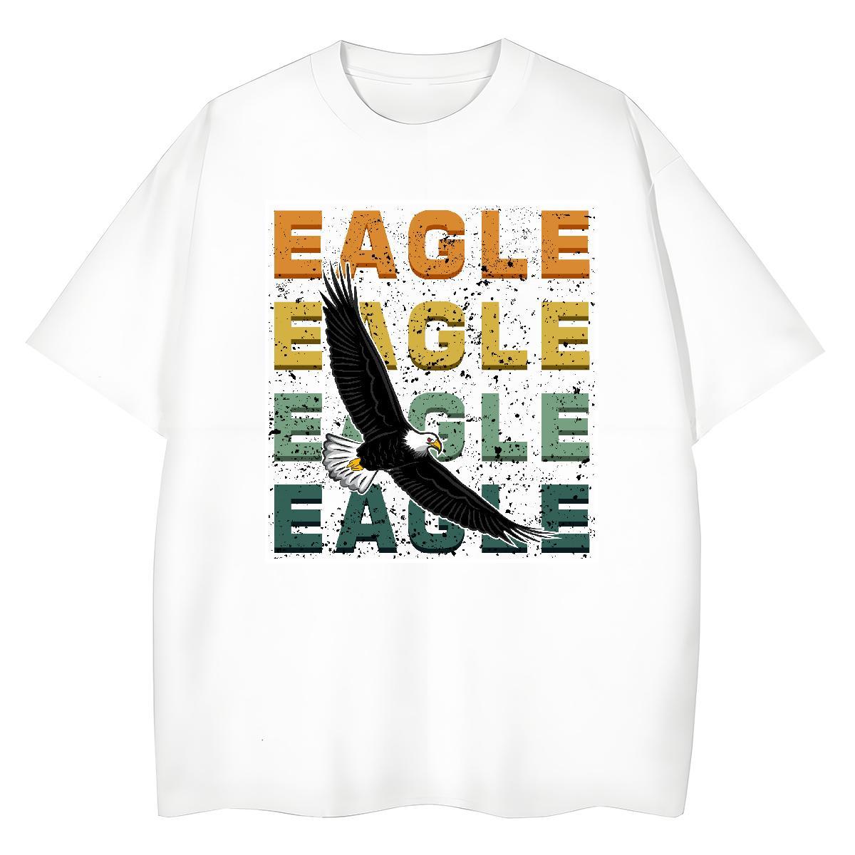 Fashion Casual Men Tops Tees eagle Daily Wear 230g 100% Cotton Polos Breathable Crew Neck Brand T-Shirts for Men Anime Print