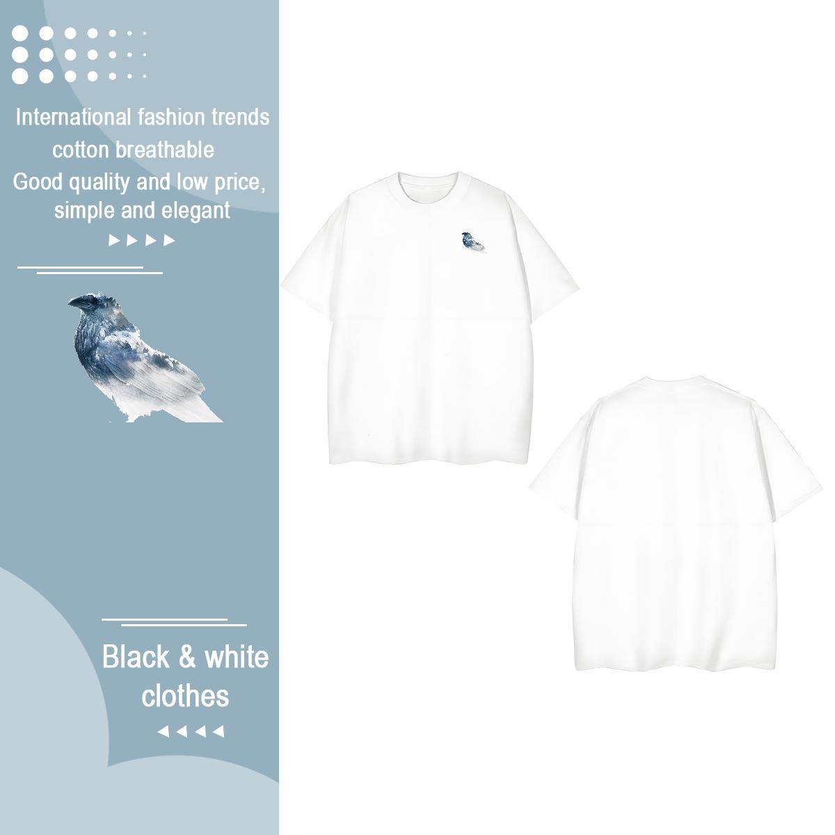 New Arrival Couples T Shirts bird Hip Hop 230g Cotton Top Tees Breathable Crew Neck Free Shipping Mens T Shirts Oversized 3XL 4XL