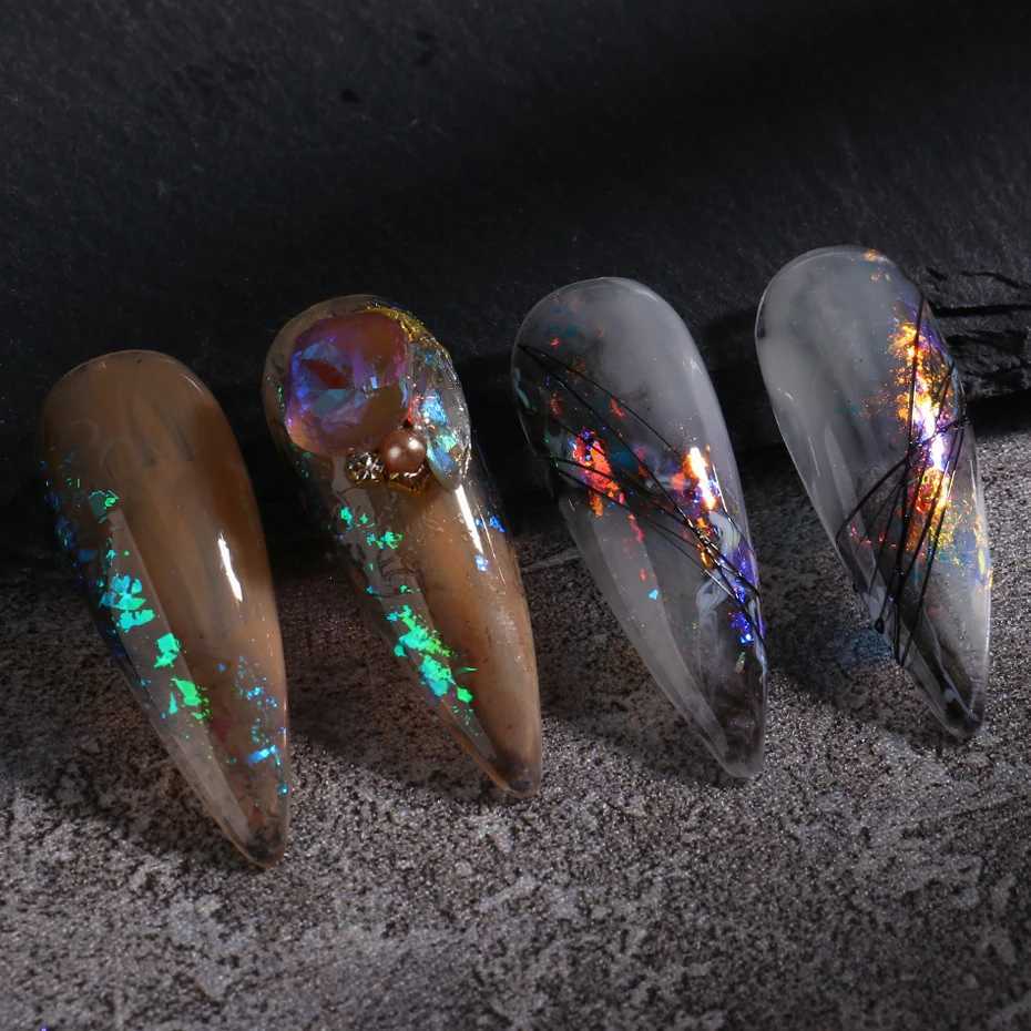 Iridescent Opal Nails Flakes Sticker Aurora Glimmer Nail Art Glitter Flakies Holographic Sequins Manicure Foils Accessories BEOBXJ240815