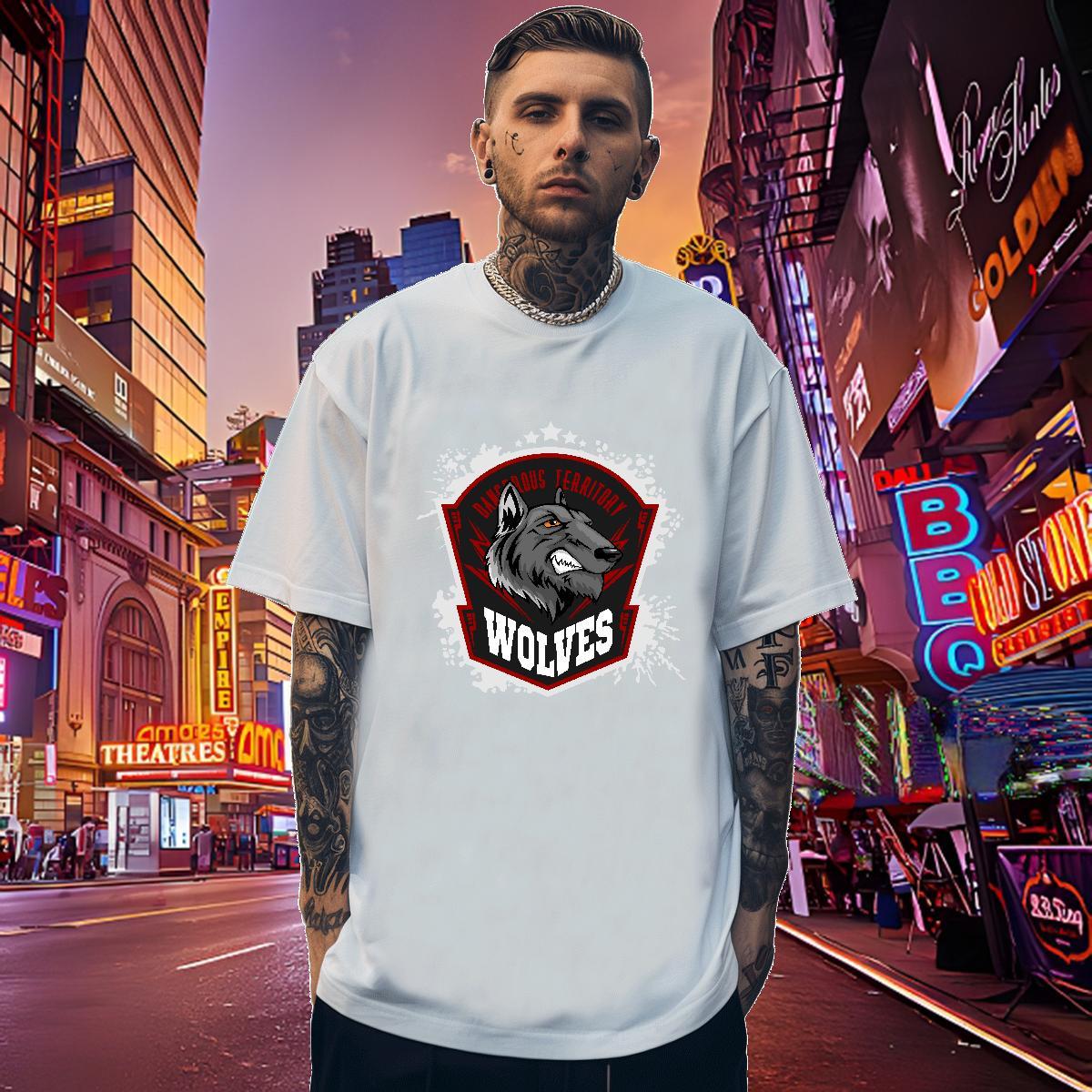 Unisex Men T Shirts wolf Pure Cotton Home Outdoor DIY 100% Cotton 230g Men Clothes T-Shirt Free Shipping Tops Shirt