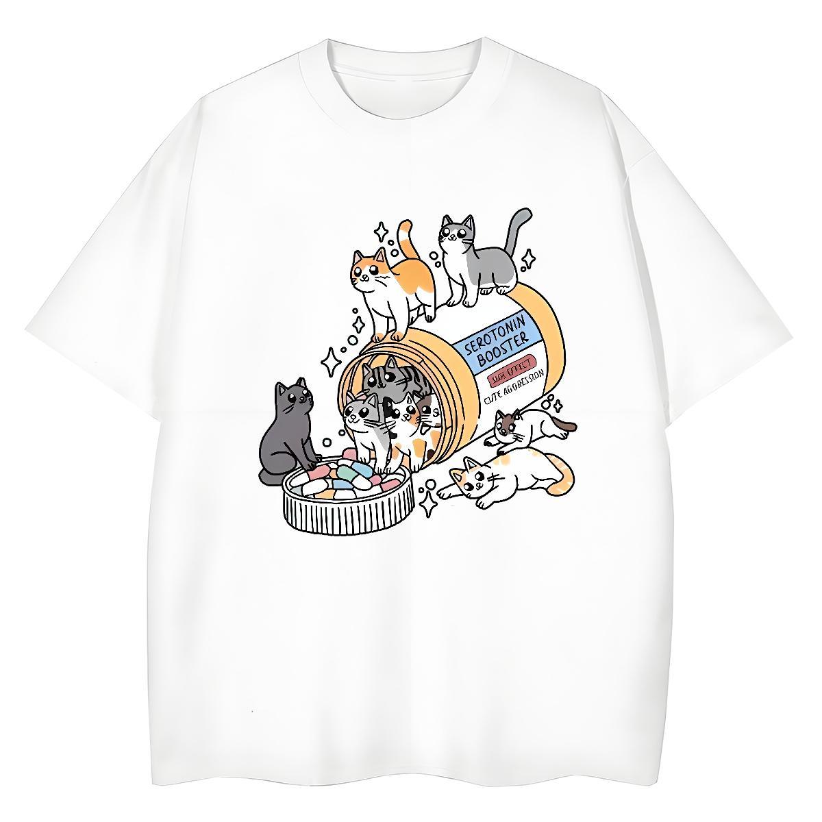 Loose Fit Man T Shirts cats O Neck Short Sleeves Street Casual Custom Anime 230g 100% Cotton Tshirt for Man Woman New Designer Clothings