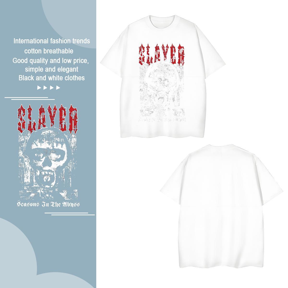 T-Shirts for Men 230g Pure Cotton scary Casual Beach Short Sleeve Soft DIY Printed Mens Tshirts Customized Loose Top Tees