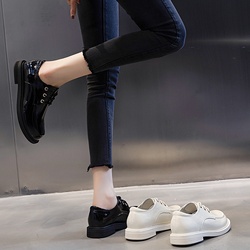 Ddmysports Spring New Fashion Single Thick Eels Casual Shallow Mouth Genuine Round Toe Versatile Small Leather Shoes Women S Trend OUTDOOR