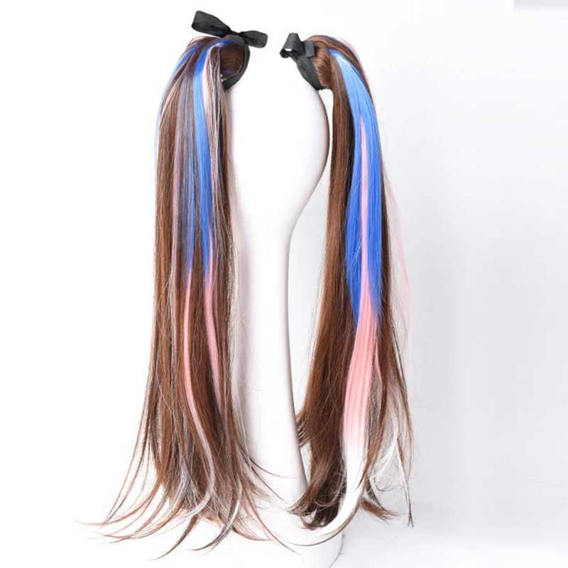 New womens ponytail hair extension synthetic wig suitable for womens natural black smooth small ponytail headband W240817