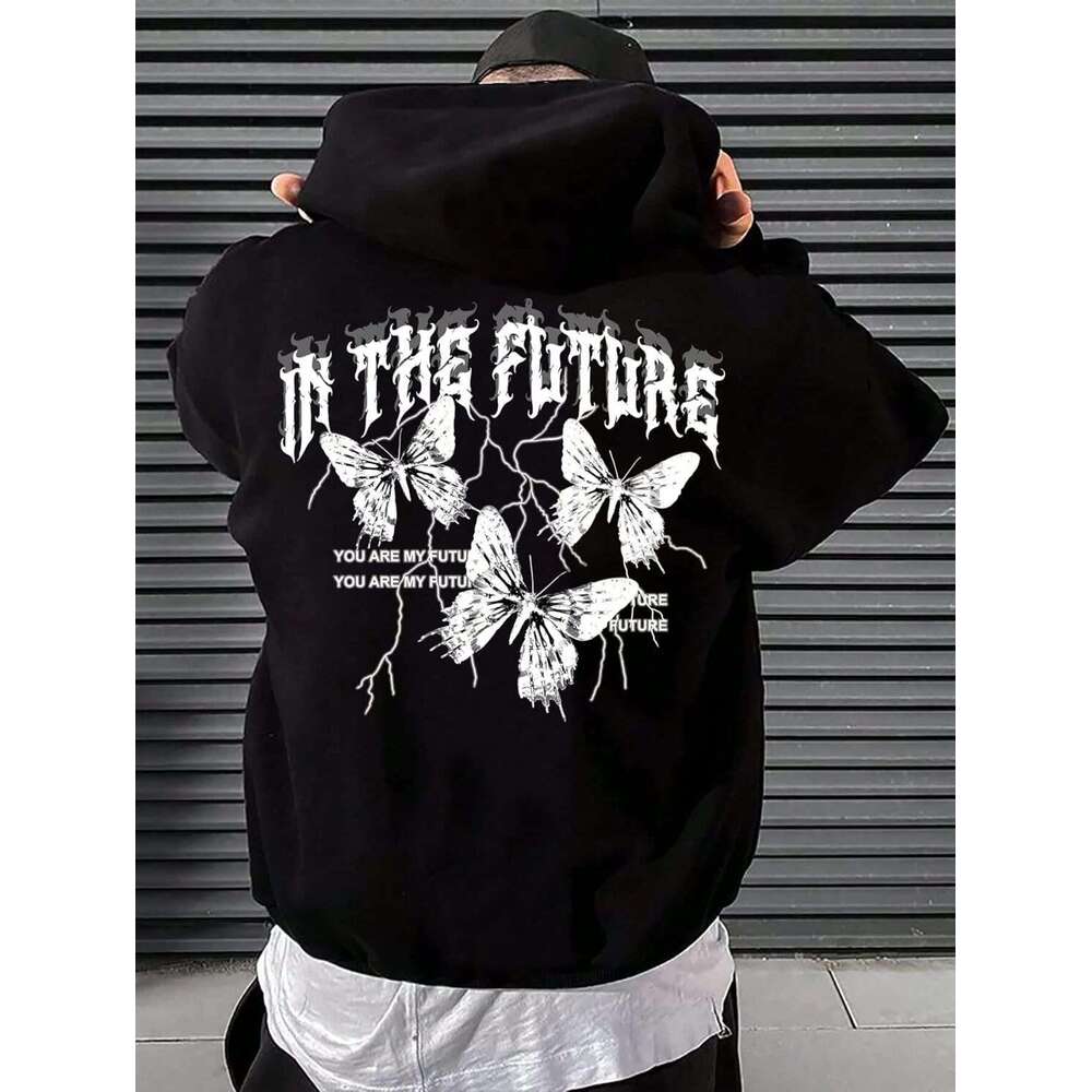 Hoodie for Mens Womens Graphic Hoodies Y2K Floral Slogan Print Drawstring Kangaroo Pocket Pullover Sweatshirt Hoodies sweatshirt pullover jacket Long 