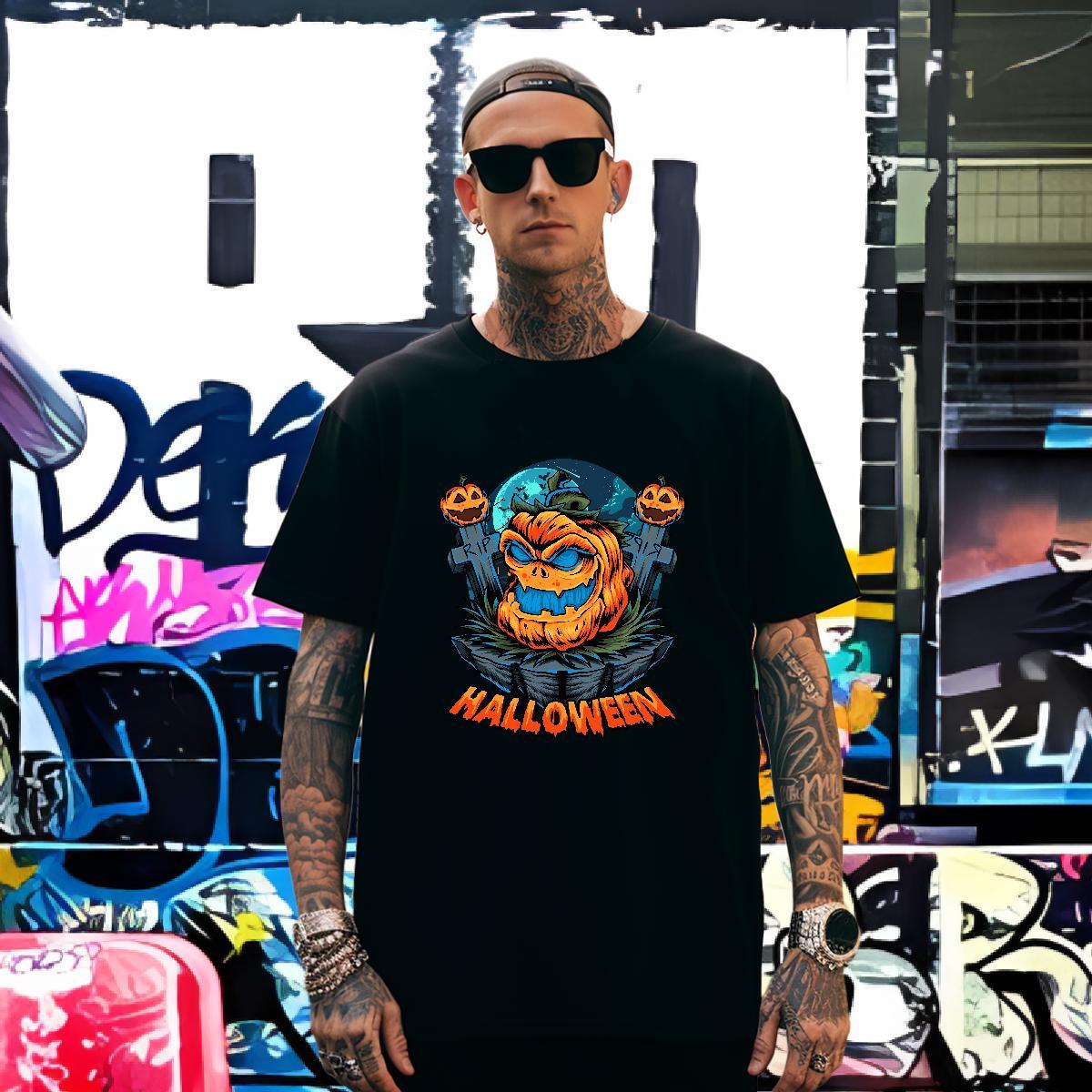 Cool Design T Shirt For Man halloween Short Sleeve O-Neck Summer Casual Custom Print Plus Size 230g Cotton Men Tshirts New Designer Tee Shirt