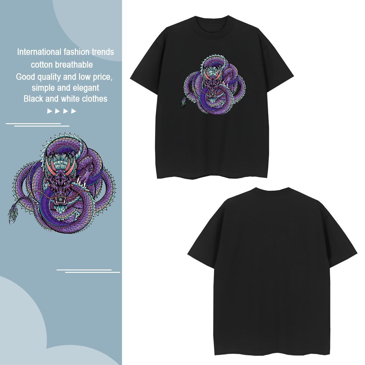 Designer dragon T-Shirts Street Wear Men Tees 100% Cotton 230g Fashion Design Breathable Crew Neck Black Oversized Tee Shirt