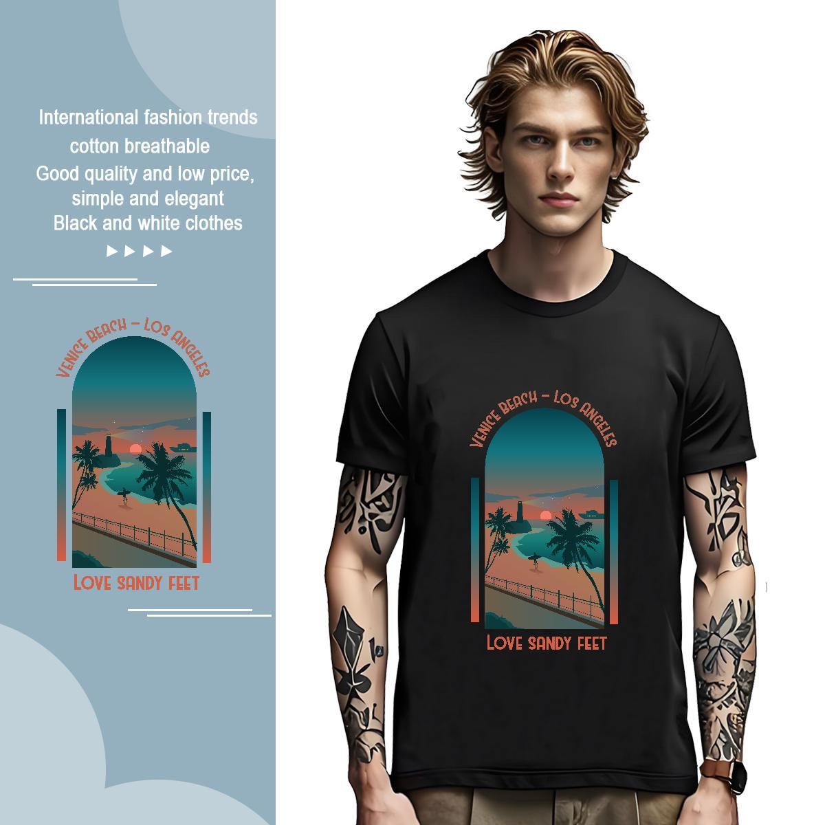 High Quality sea 100% Cotton 230g Tshirts Spring Summer Breathable Short Sleeve Man T Shirts Designer Fashion Custom Cartoon Clothes