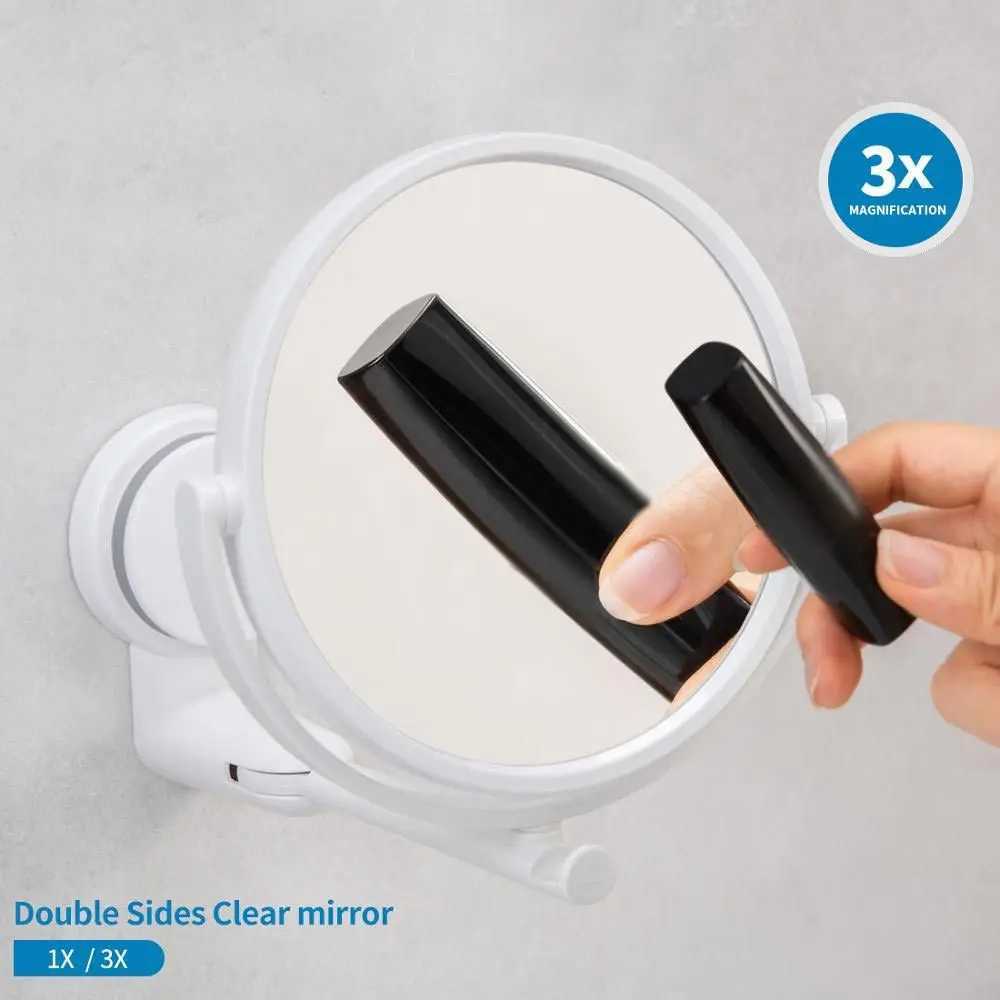 Bathroom Wall Mounted Bathroom Mirror Hole Free Mirror Suction Cup Folding Cosmetic Mirror Wall Mounted HD Bathroom Accessories Y240819