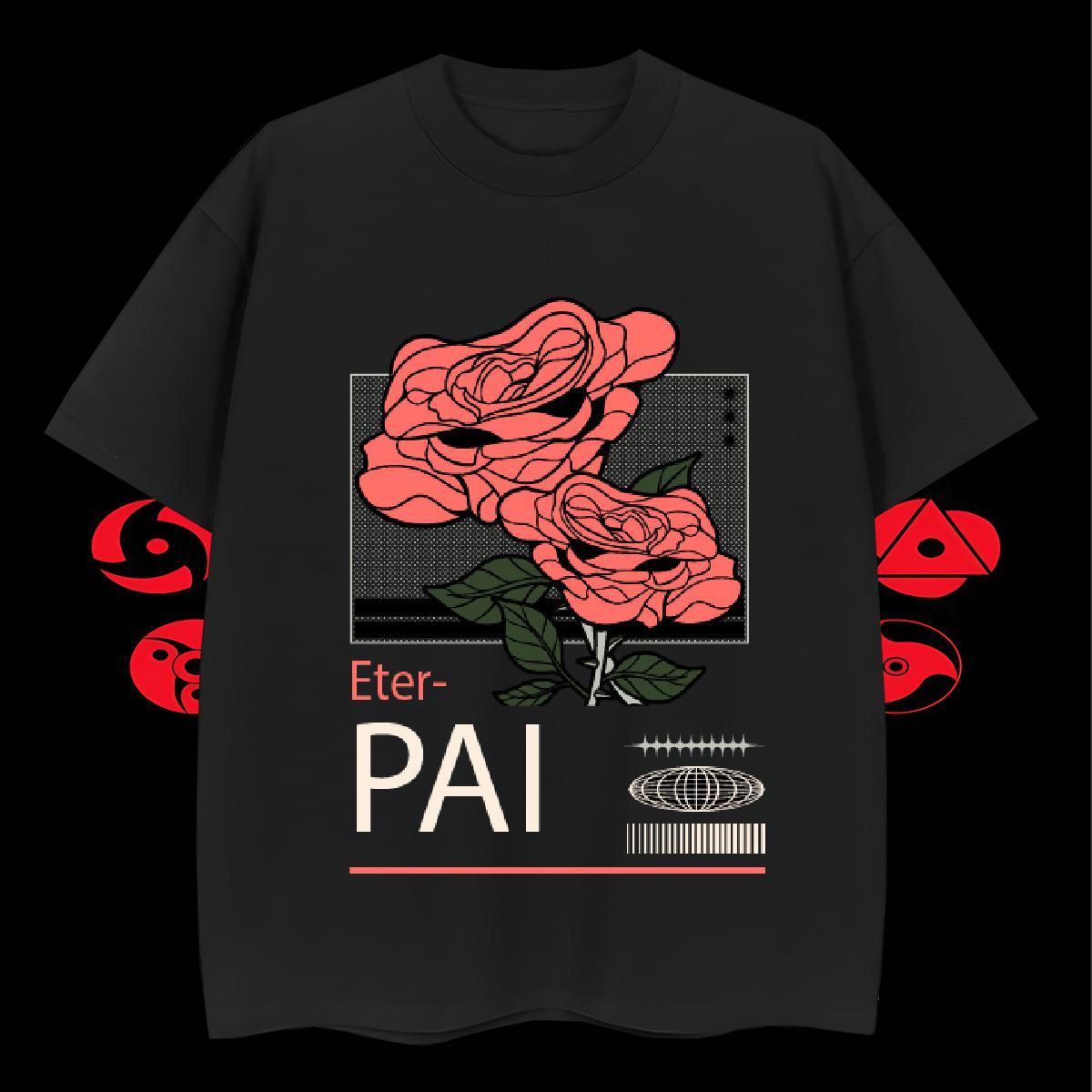 Designer Men Clothes T-Shirt Spring Summer 230g 100% Cotton Anime Print Crew Neck Breathable flower T shirt Brand Polos