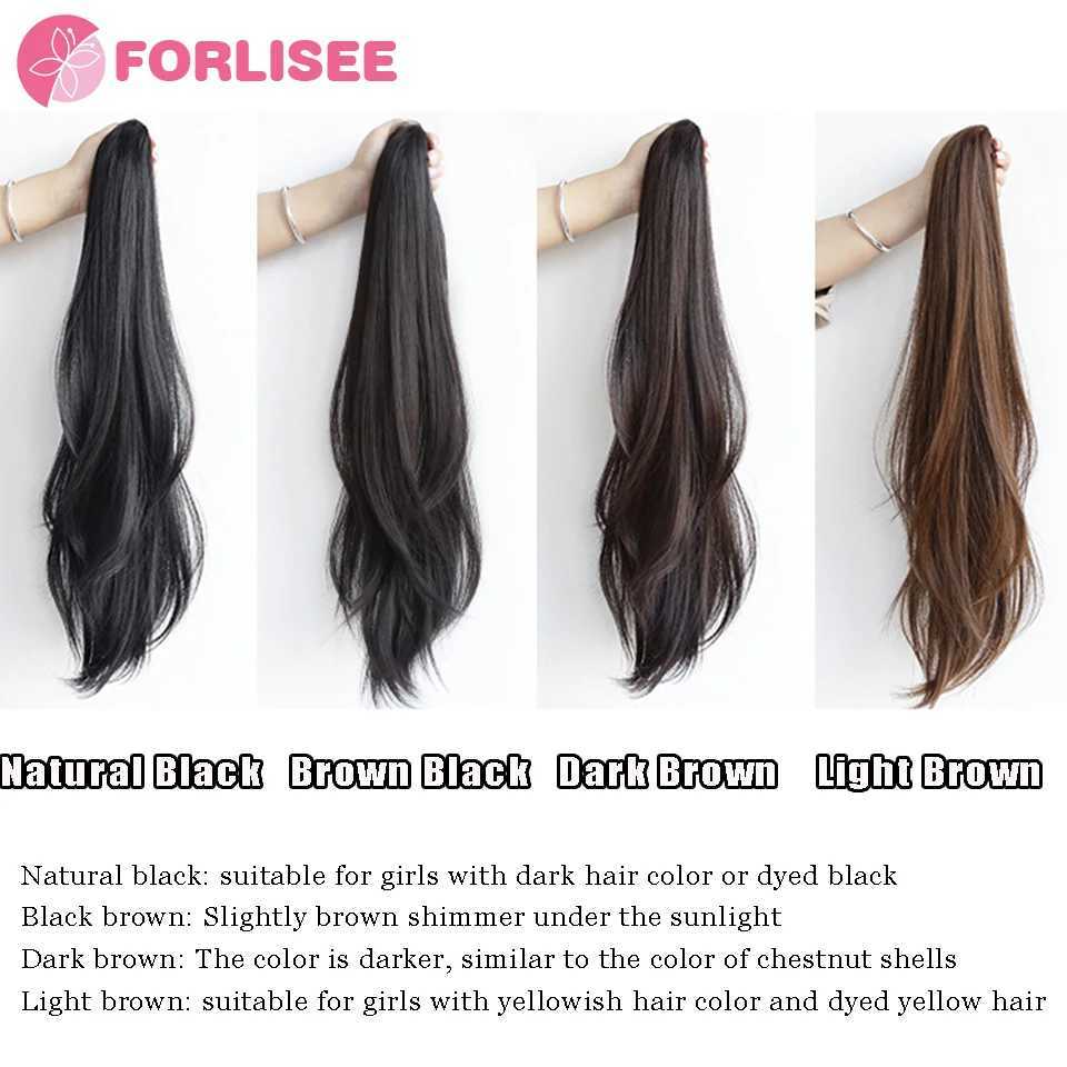 Forlisee synthetic wig ponytail womens grab clip high ponytail natural slight curl long curly hair shoulder strap ponytail wig W240817