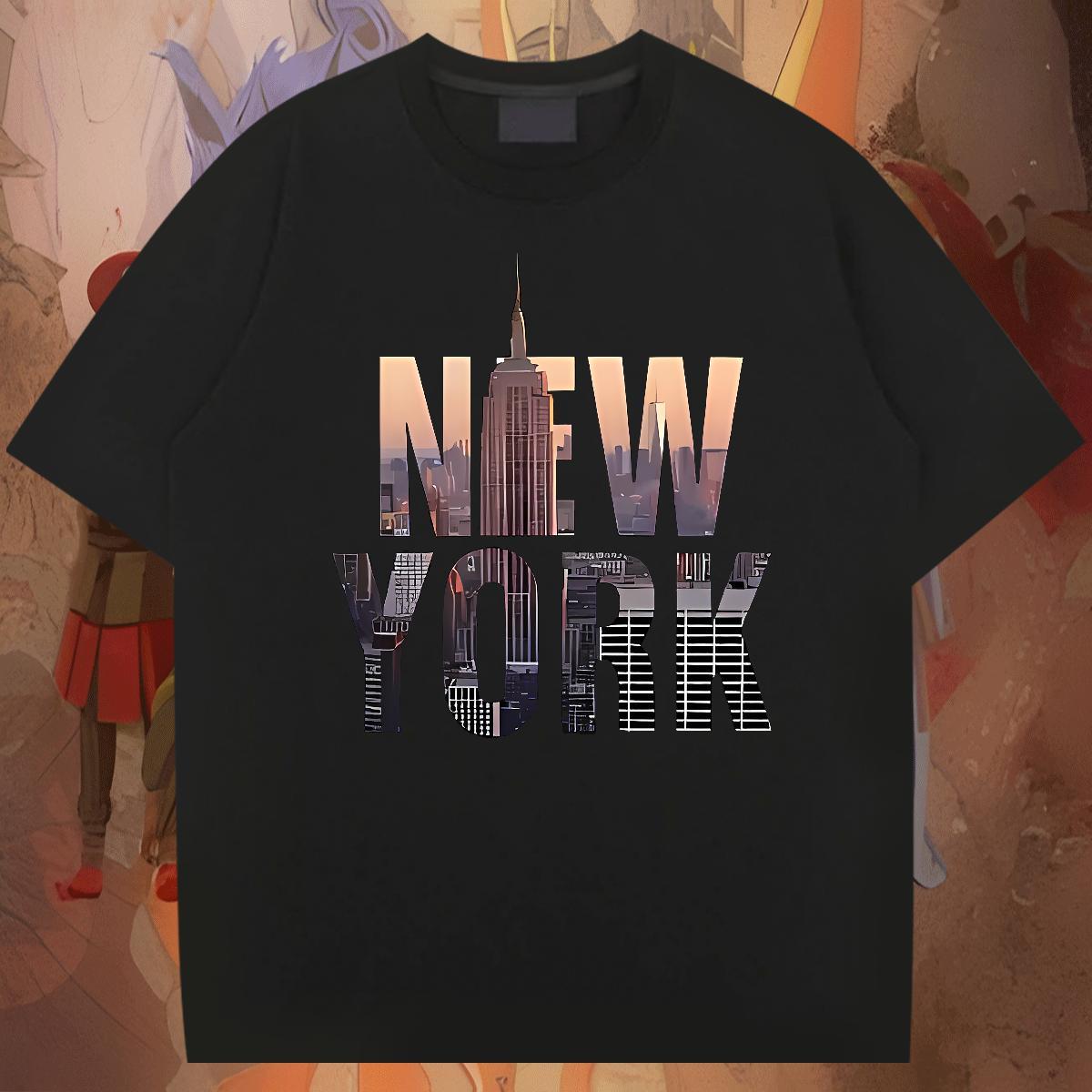 Soft Men Clothes T-Shirt Street 100% Cotton 230g DIY Printed Breathable Crew Neck New York T Shirts Men New Arrival Tshirts
