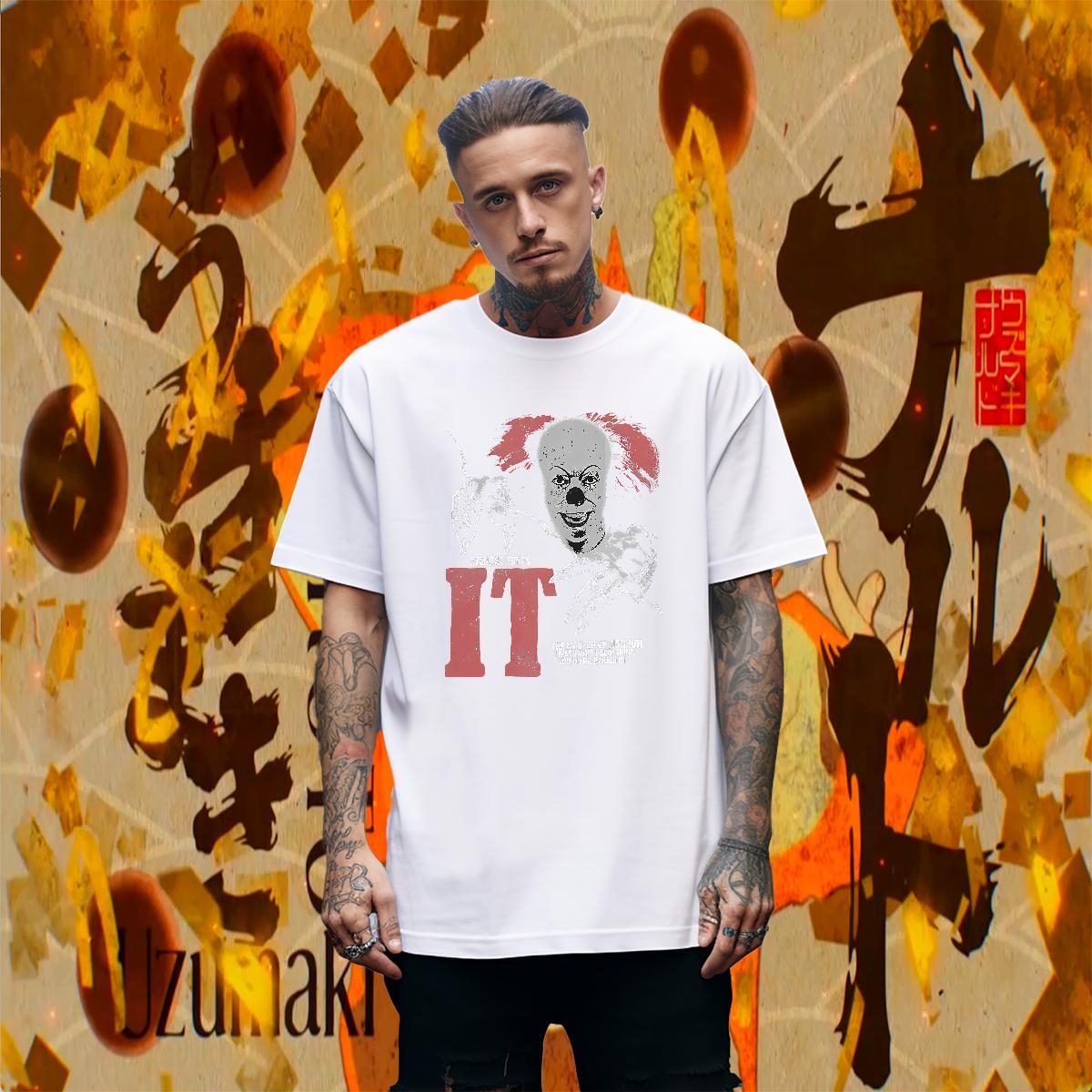 Fashion New scary Men Tops Tees 230g 100% Cotton T Shirts Men Oversized Street Wear Pure Cotton Soft Polos