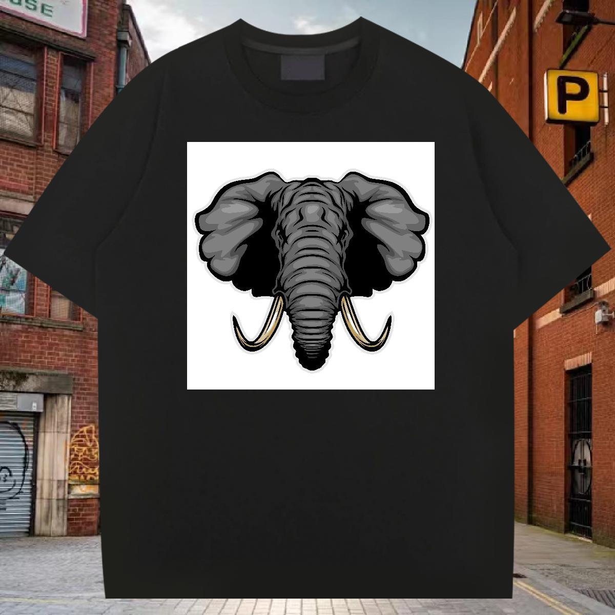 Loose Fit Men T Shirts elephant Breathable Crew Neck Spring Summer Oversized 230g 100% Cotton Men Tshirts Brand Tops Tees