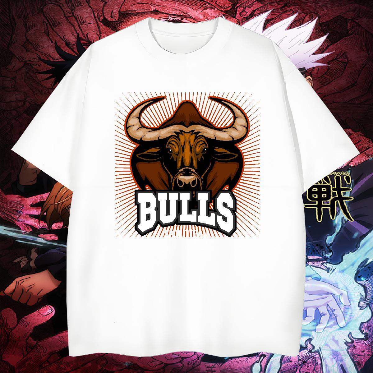 Unisex Mens T Shirts bull O-Neck Short Sleeve Street Custom Printed 230g Cotton Tshirts Classic Tops Shirt
