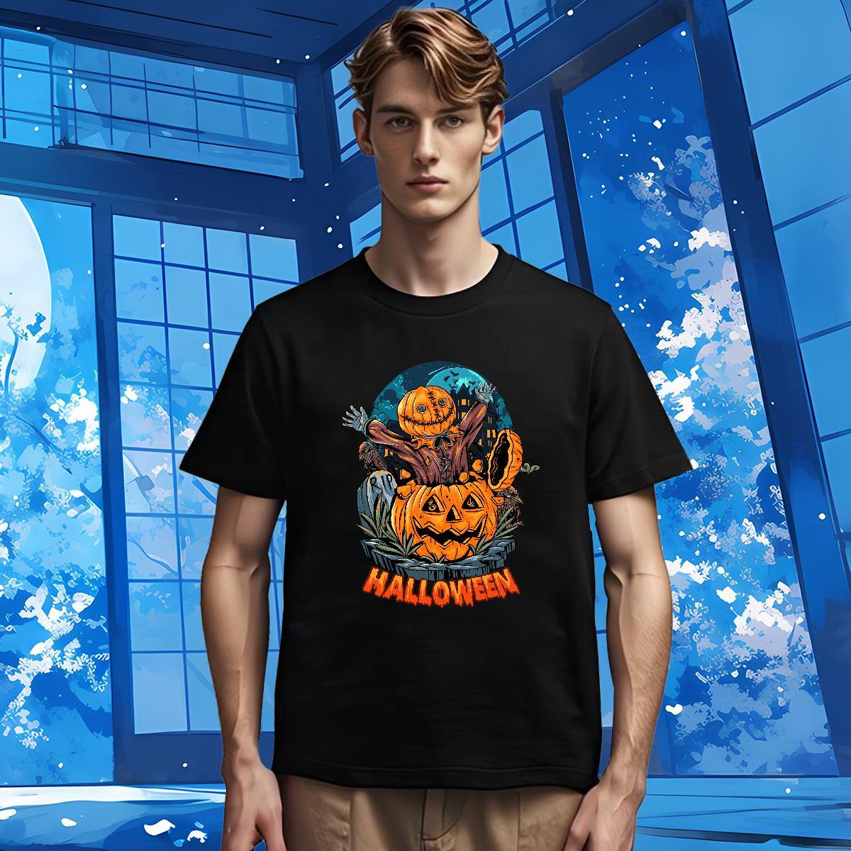 2024 Designer Mens Tshirts pumpkin Summer Casual 230g Pure Cotton Tops Breathable Soft Free Shipping T Shirts Men DIY Printed