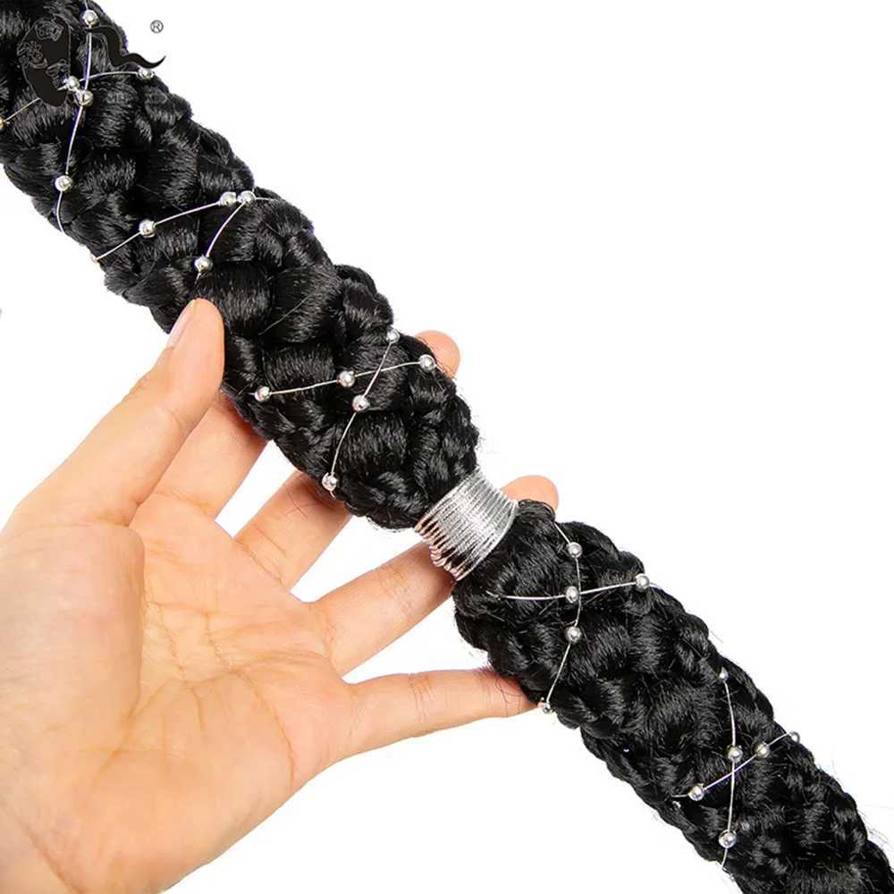 Ultra long Boxing Synthetic Hair Braided Wig Ponytail Hot Girl Cross Chain Female Hair Extension Photo Prop W240817