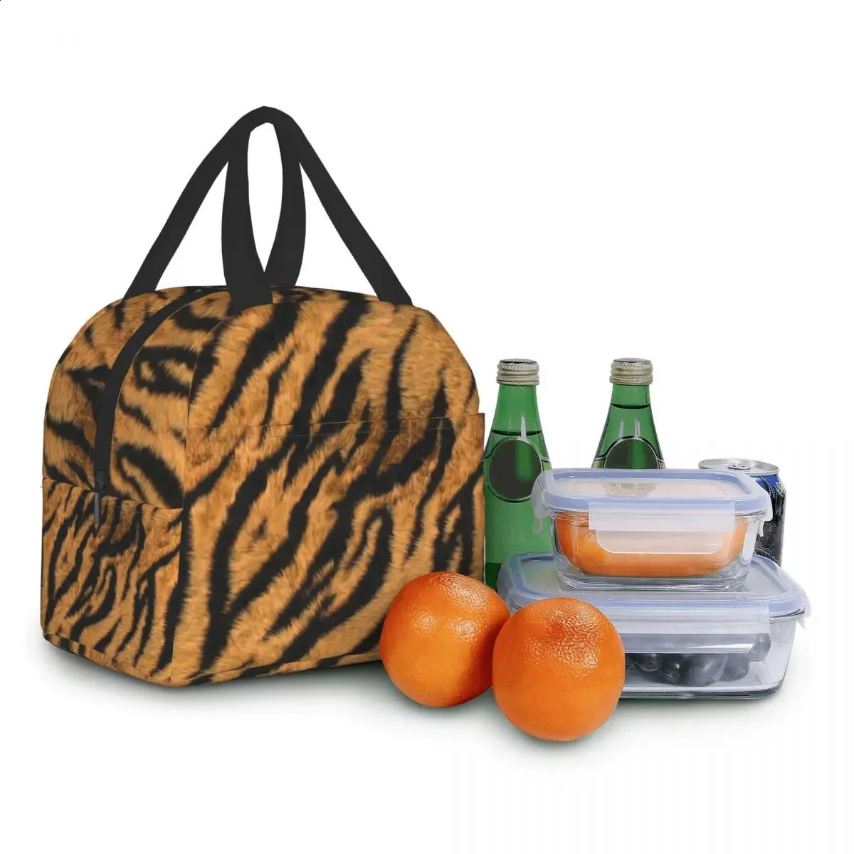 Animal Skin Tiger Stripe Print Lunch Bag Men Women Cooler Thermal Insulated Lunch Box School Food Picnic Bags 240819
