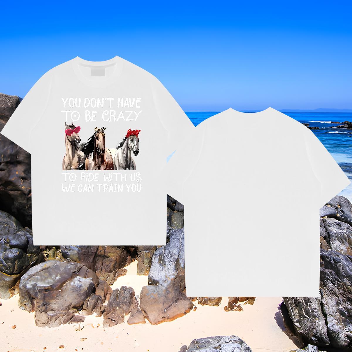 Popular T Shirts Men horse Short Sleeve Soft Casual Beach DIY Printed 100% Cotton 230g Couples T Shirts Fashion Designer Tshirts