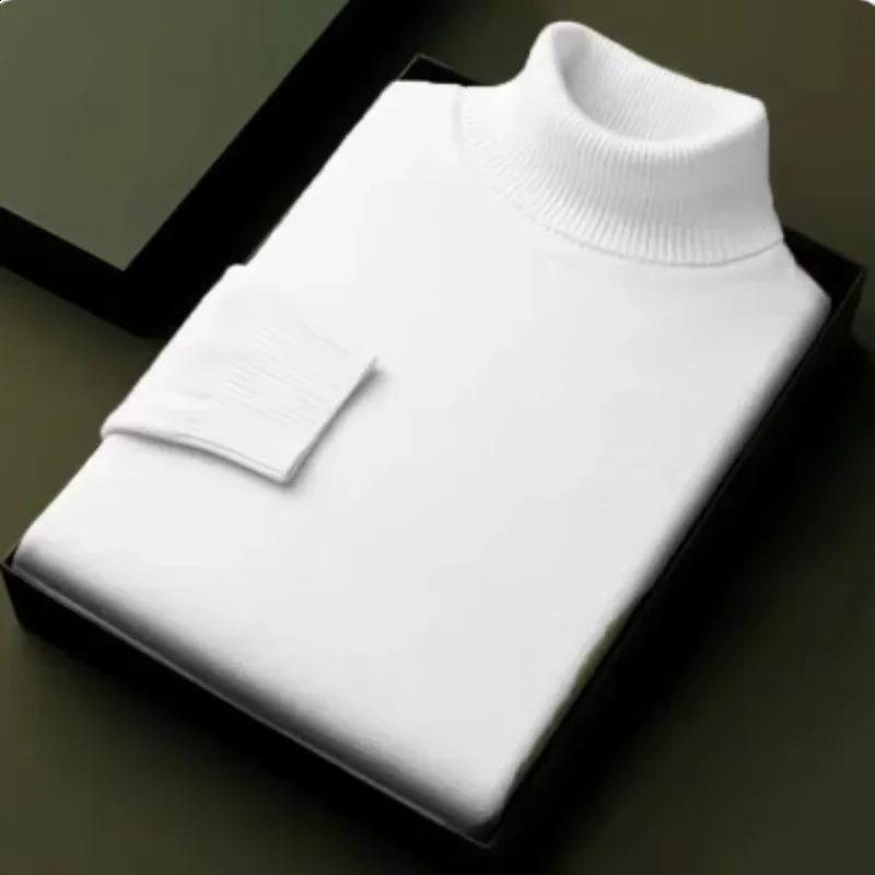mens highquality knitted high neck sweater autumn and winter long sleeved breathable plus size solid color 240819