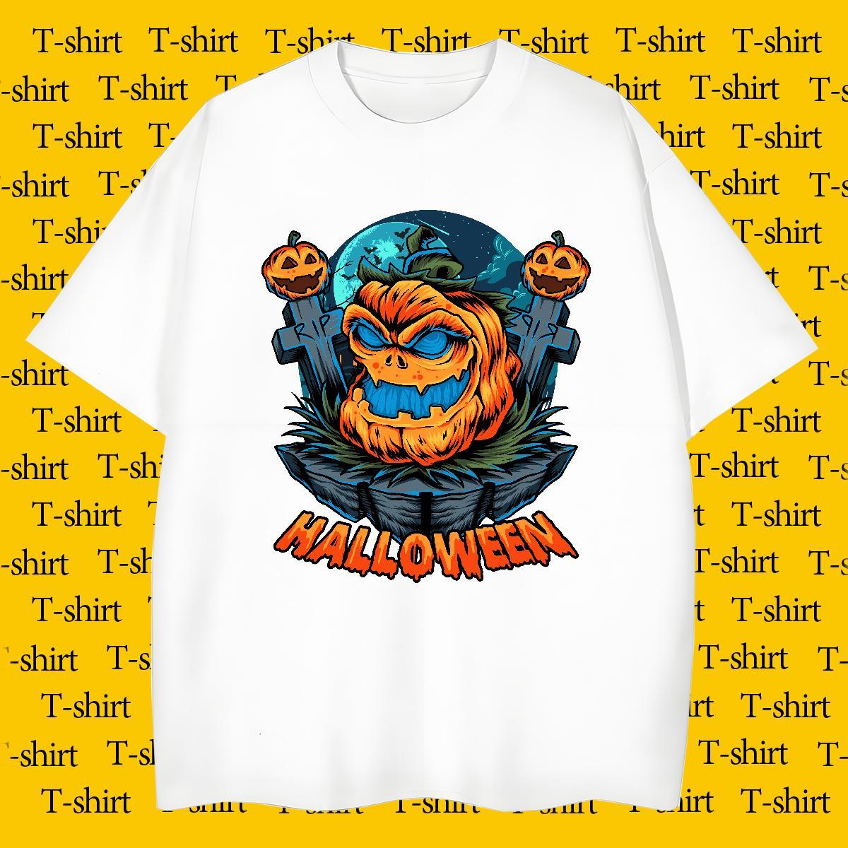 Brand T-Shirts for Men halloween Breathable Short Sleeve Summer Casual Custom Printed 100% Cotton 230g Tshirts Fashion Casual Tops Tees