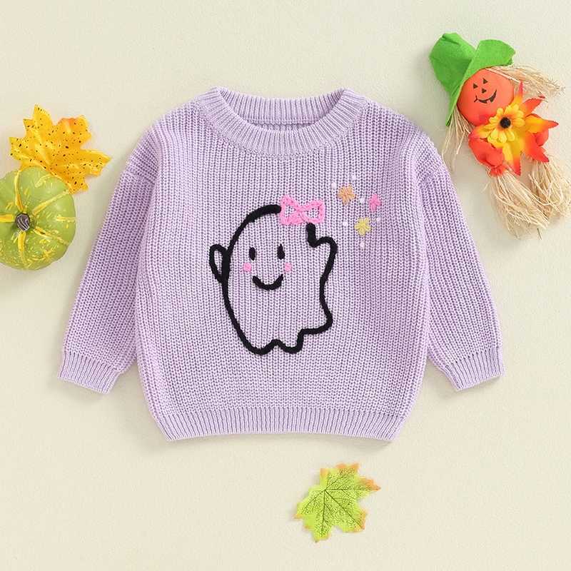 FOCUSNORM 0-3 Cute Baby Boys and Girls Halloween Sweater Long Sleeve Ghost/Skull Embroidery Childrens Sports Shirt Top W240820