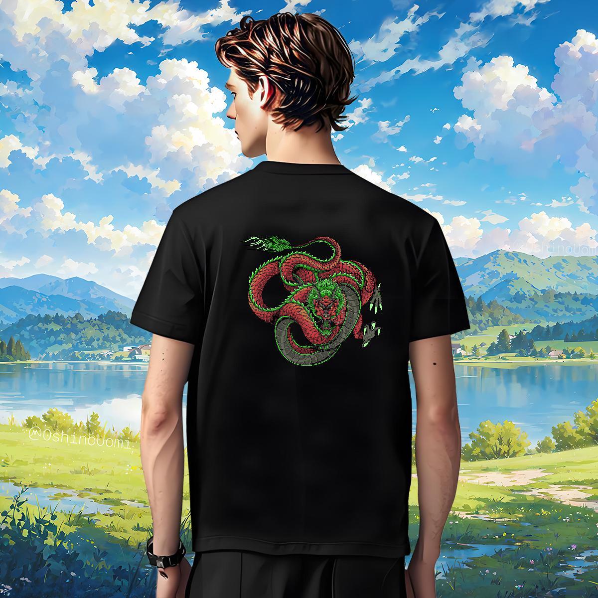 Men T Shirts 100% Cotton 230g dragon Spring Summer Breathable Custom Big Size Men Tops Tees DIY Classic Top Tees