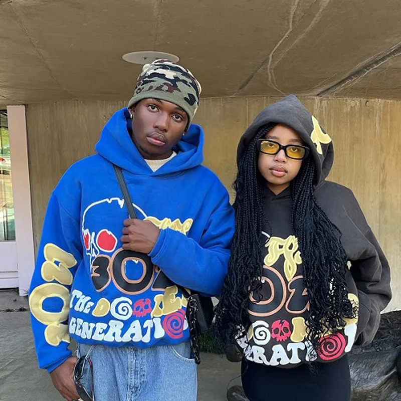 Y2K Hoodie Color Letter Printed Womens Harajuku Hip Hop Loose Sweatshirt Rock Gothic Street Clothing 240814