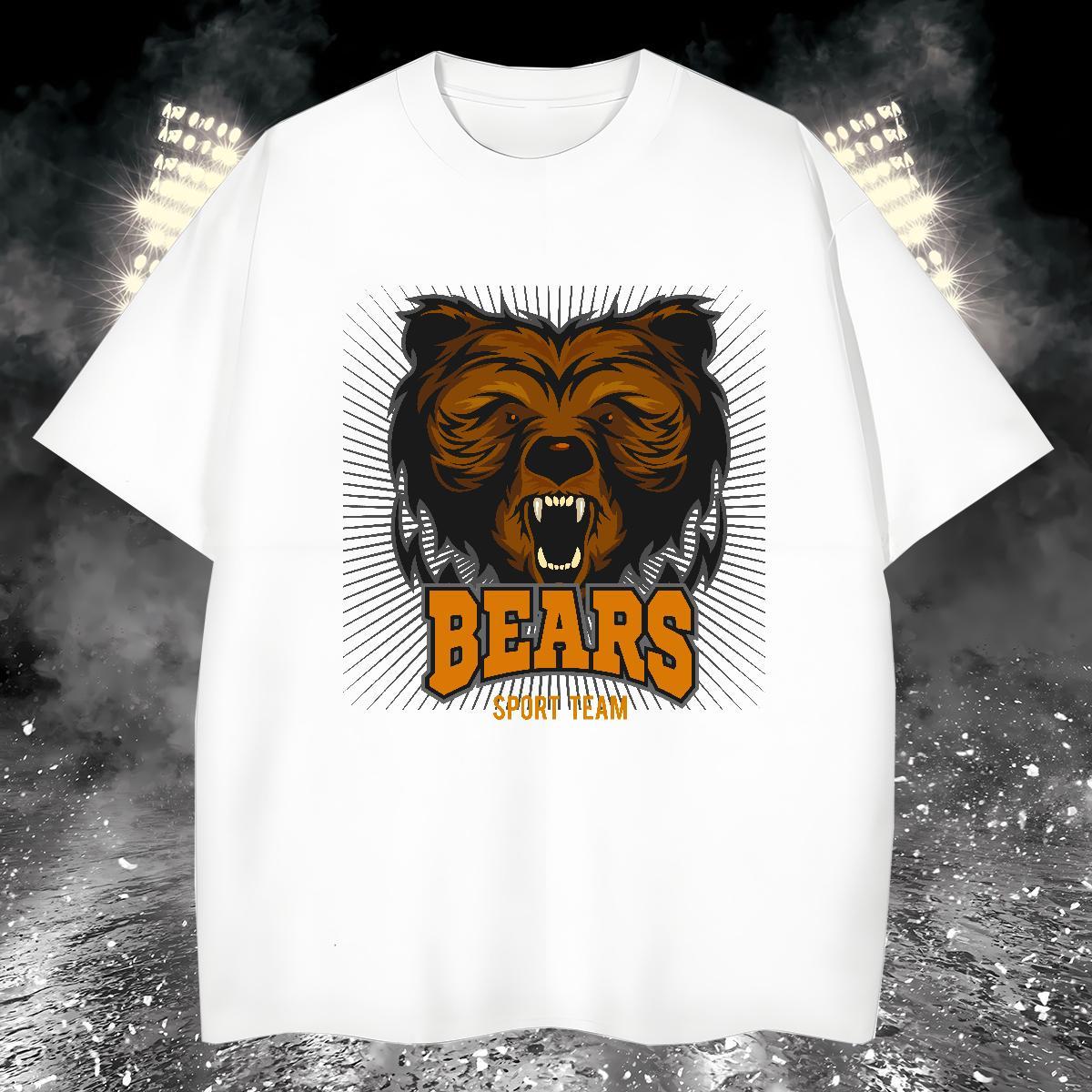 New Designer Couples T Shirts bear Street wear Hip Hop 230g 100% Cotton Tops Tees Crew Neck Breathable Comfortable T Shirts Men DIY