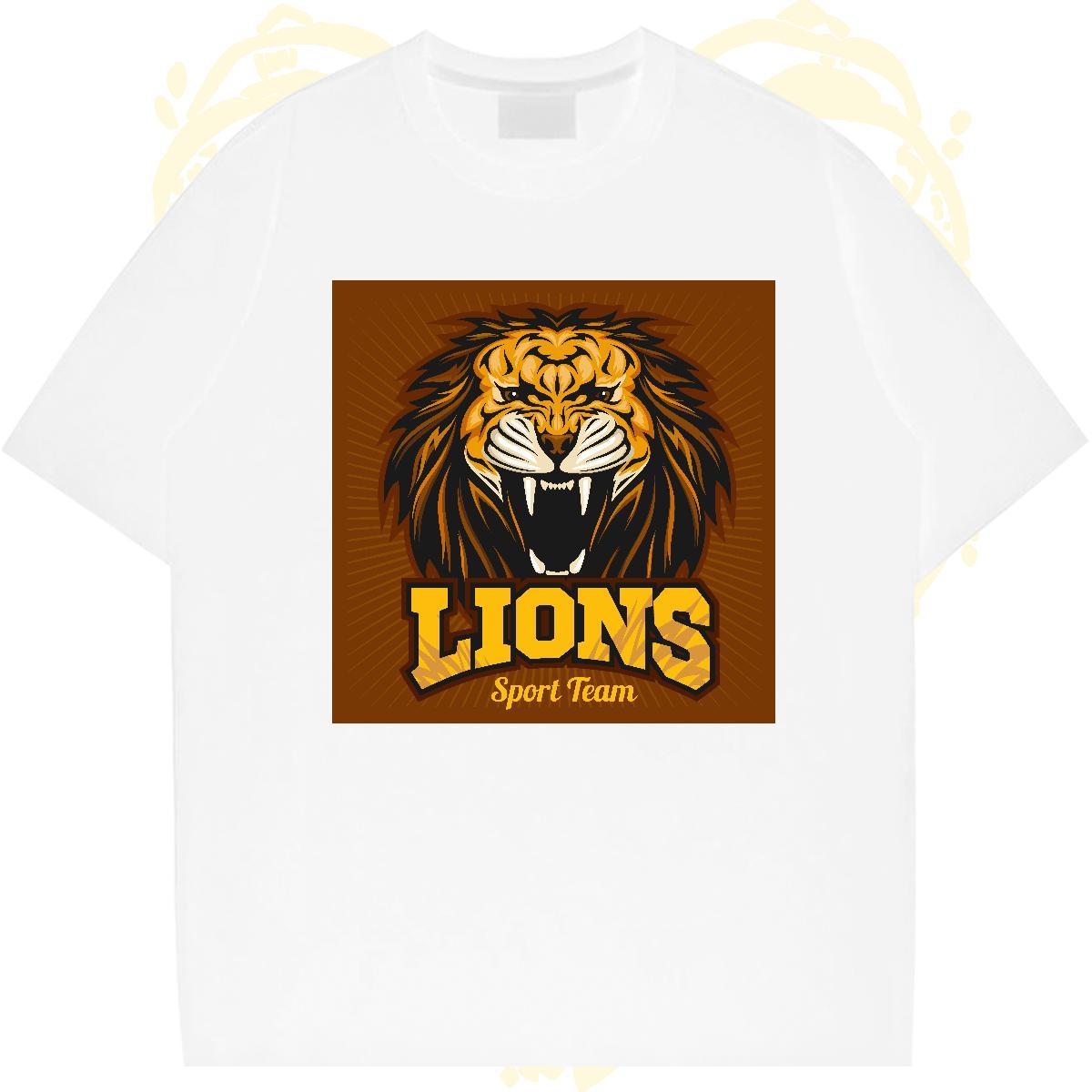 High Quality T Shirts Men lion Breathable Short Sleeve Hip Hop Cartoon Printing L-4XL 100% Cotton 230g Mens Tshirts Brand Tees Shirts