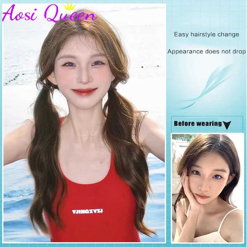 AOSI synthetic ponytail long wave ponytail hair extension 19 inches heat-resistant ponytail wig double ponytail W240817