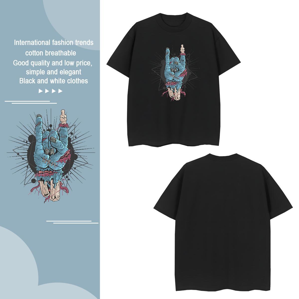 Wholesale T Shirts Men hand Pure Cotton Street Wear Cartoon Printing L-4XL 100% Cotton 230g Tshirts Designer Fashion Tees Shirts