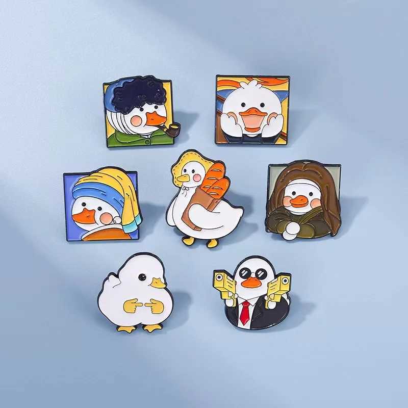Wholesale Price Oil Painting Duck Enamel Pin Customization Fun Scream Picasso Duck Bag Badge Collar Jewelry Gift to Friends W240815