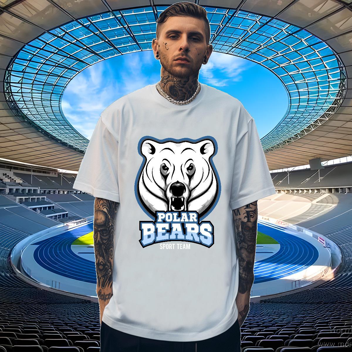 Comfortable Mens T Shirts bear Short Sleeve Soft Daily Outfit DIY Logo Oversized 100% Cotton 230g Men Clothes T-Shirt 2024 DIY Tees Shirts