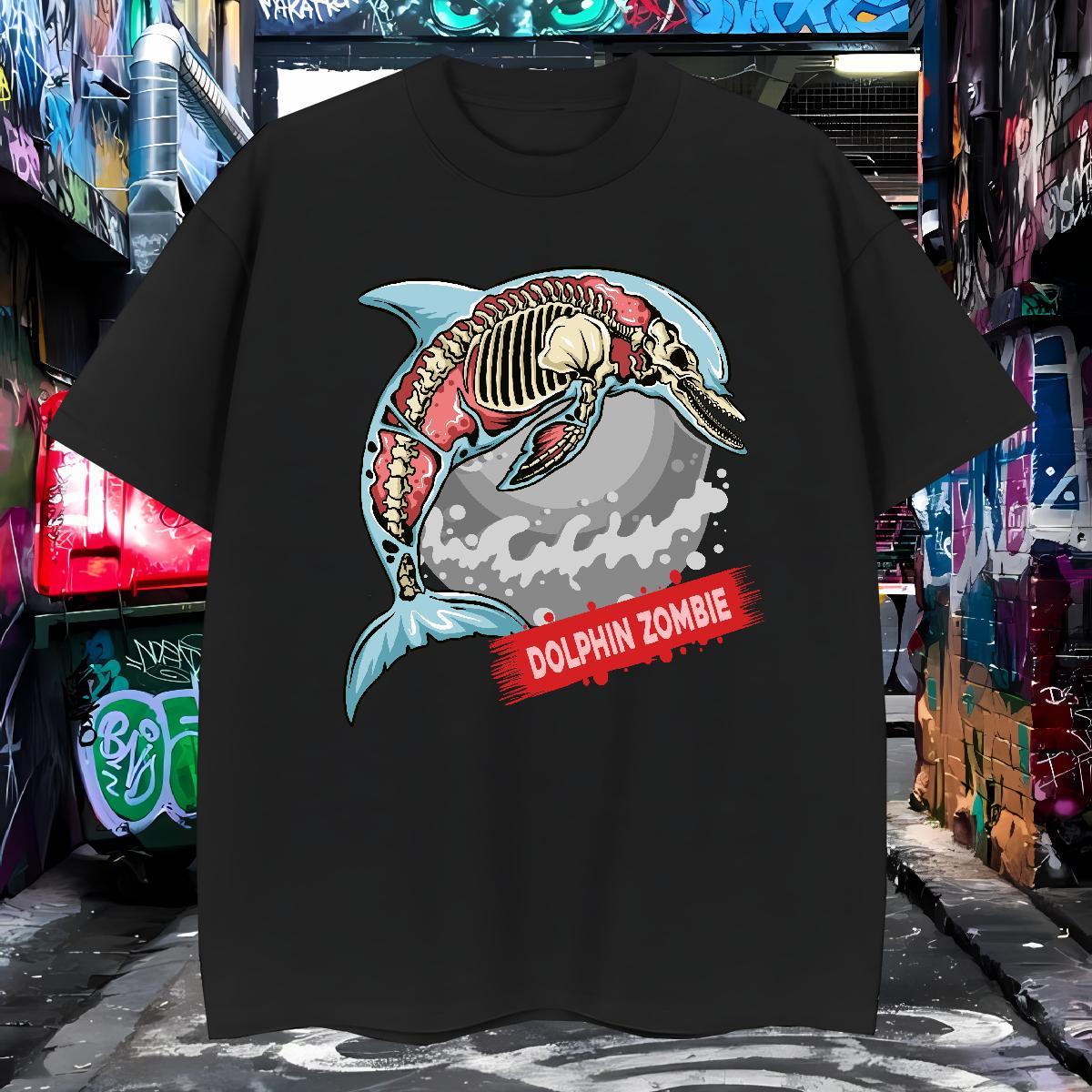 Loose Fit T Shirts Men dolphin Breathable Short Sleeve Street Casual Oversized 230g Cotton Men Tees Stylist Tops