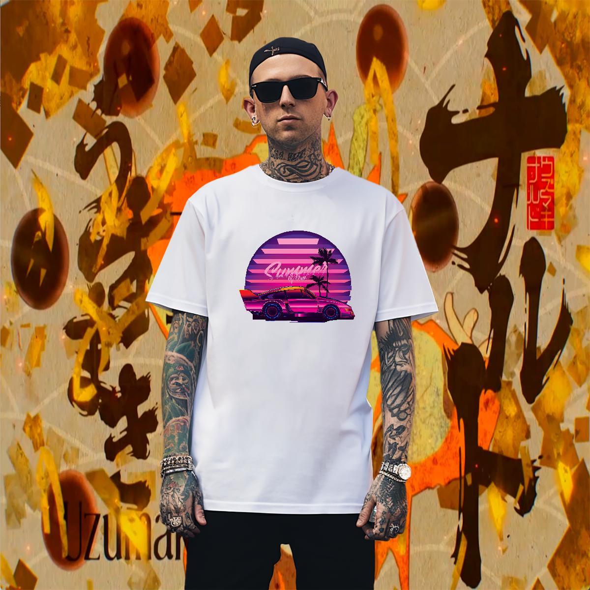 Free Shipping Men Clothes T-Shirt Street 230g Cotton Custom Print Oversized Breathable Soft car T-Shirts Designer Tops Shirt