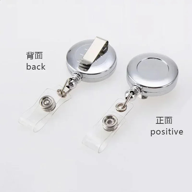 Student retractable badge scroll ID card holder cover nurse lanyard fashionable metal set 240820