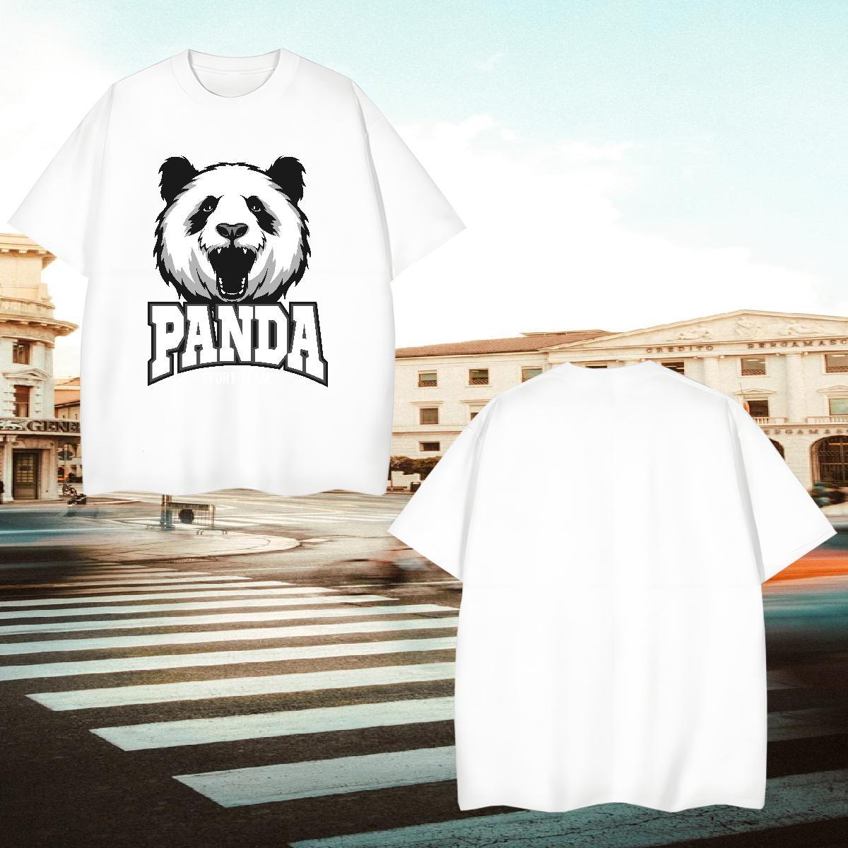 2024 DIY Men Tees panda High Street Hip Hop 230g 100% Cotton Tops Tees O Neck Short Sleeves High Quality T-Shirts Custom Printed