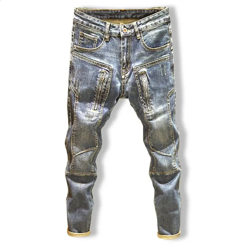 Spring and Autumn Mens Fashion Personality Retro Slim Fit Pants American Motorcycle Jeans 240820