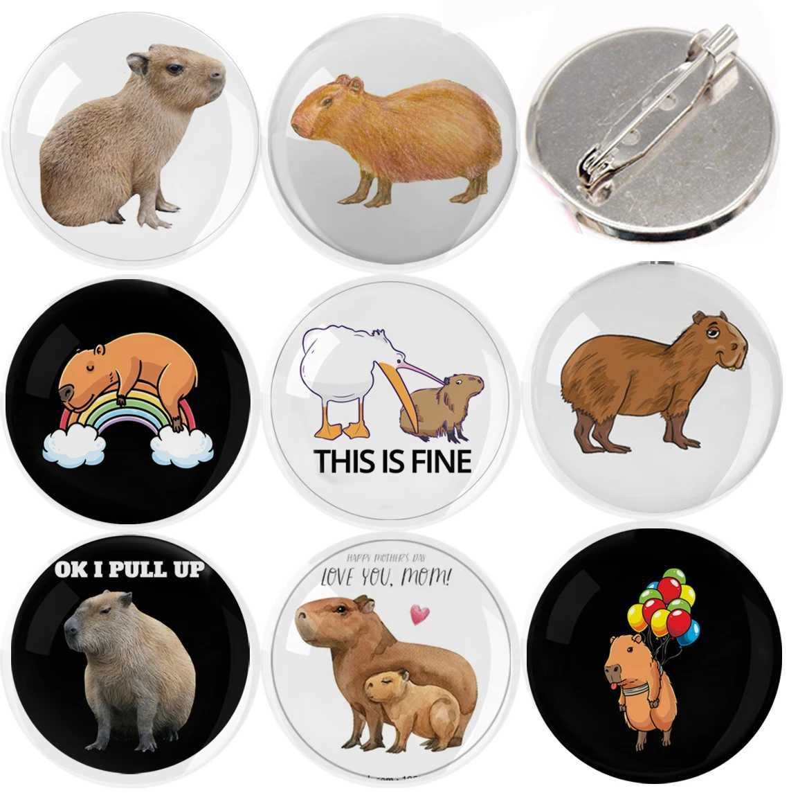 Capybara Brooches Badge Pin Kawai Cartoon Animal Fun Brooch Harajuku Clothing Decoration Money Bag Accessories W240815