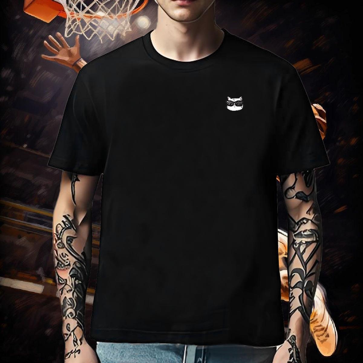2024 Summer Mens Tshirts cat Spring Summer 230g 100% Cotton Tops Crew Neck Soft T Shirt For Man Anime Print