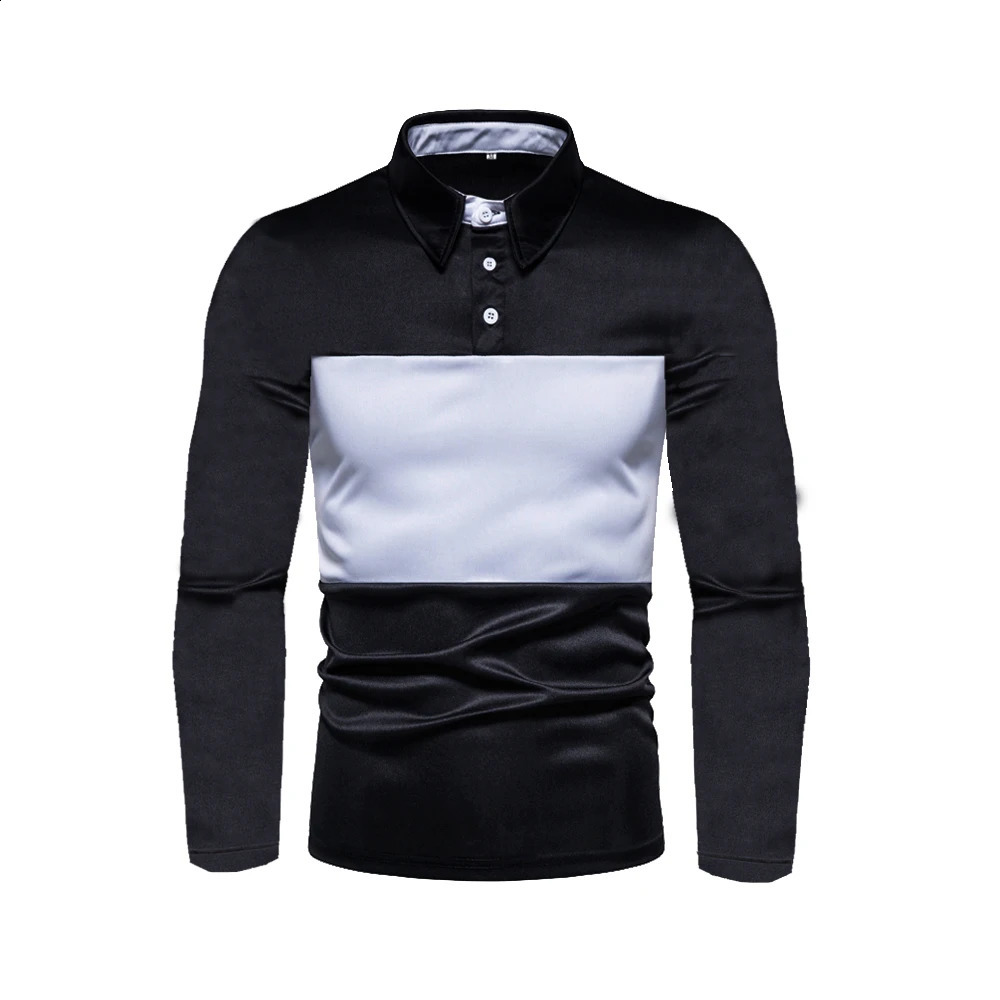 Spring Autumn Mens Polo Shirts Long Sleeve Business Casual Tops Lapel Pullover T-Shirts 240820