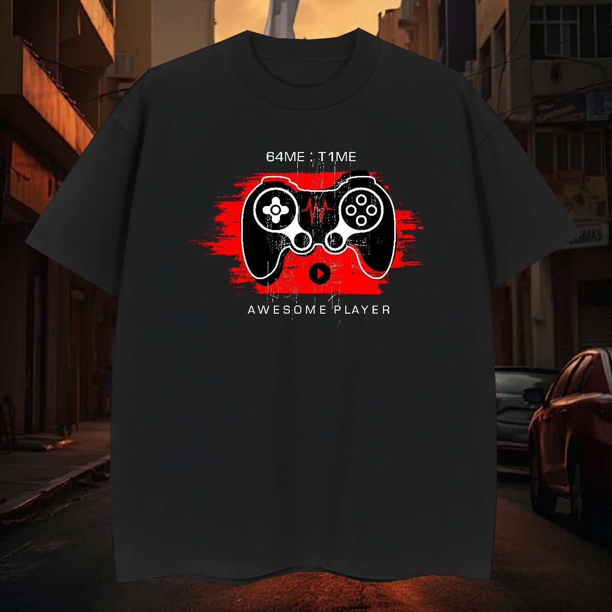 T Shirt For Man 100% Cotton 230g game Spring Summer O-Neck Short Sleeve Plus Size Cartoon Men Clothes T-Shirt 2024 DIY Loose Tees