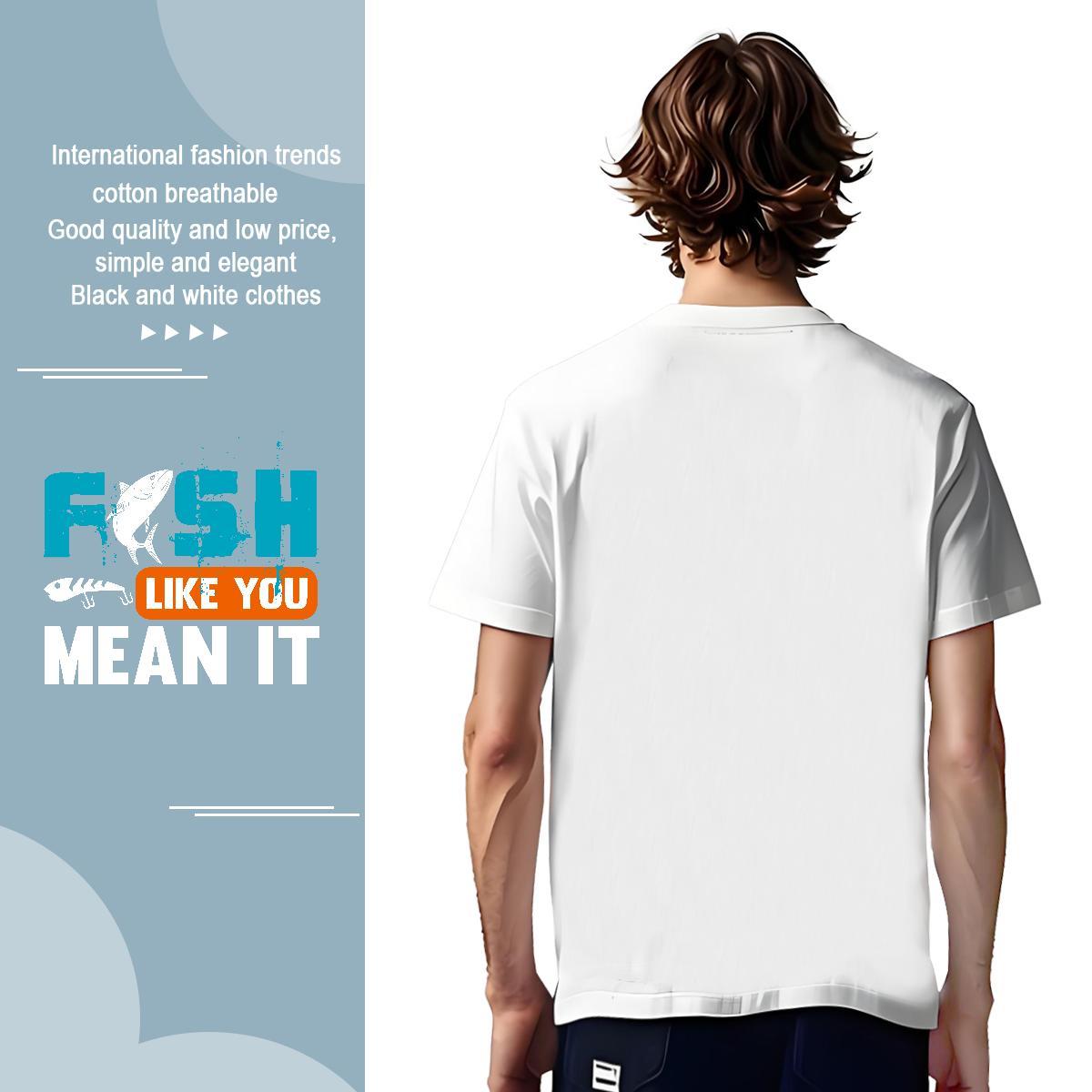 Brand fish 230g 100% Cotton Men Tees Sports Casual Breathable Man T Shirts Fashion Design Oversized Clothes