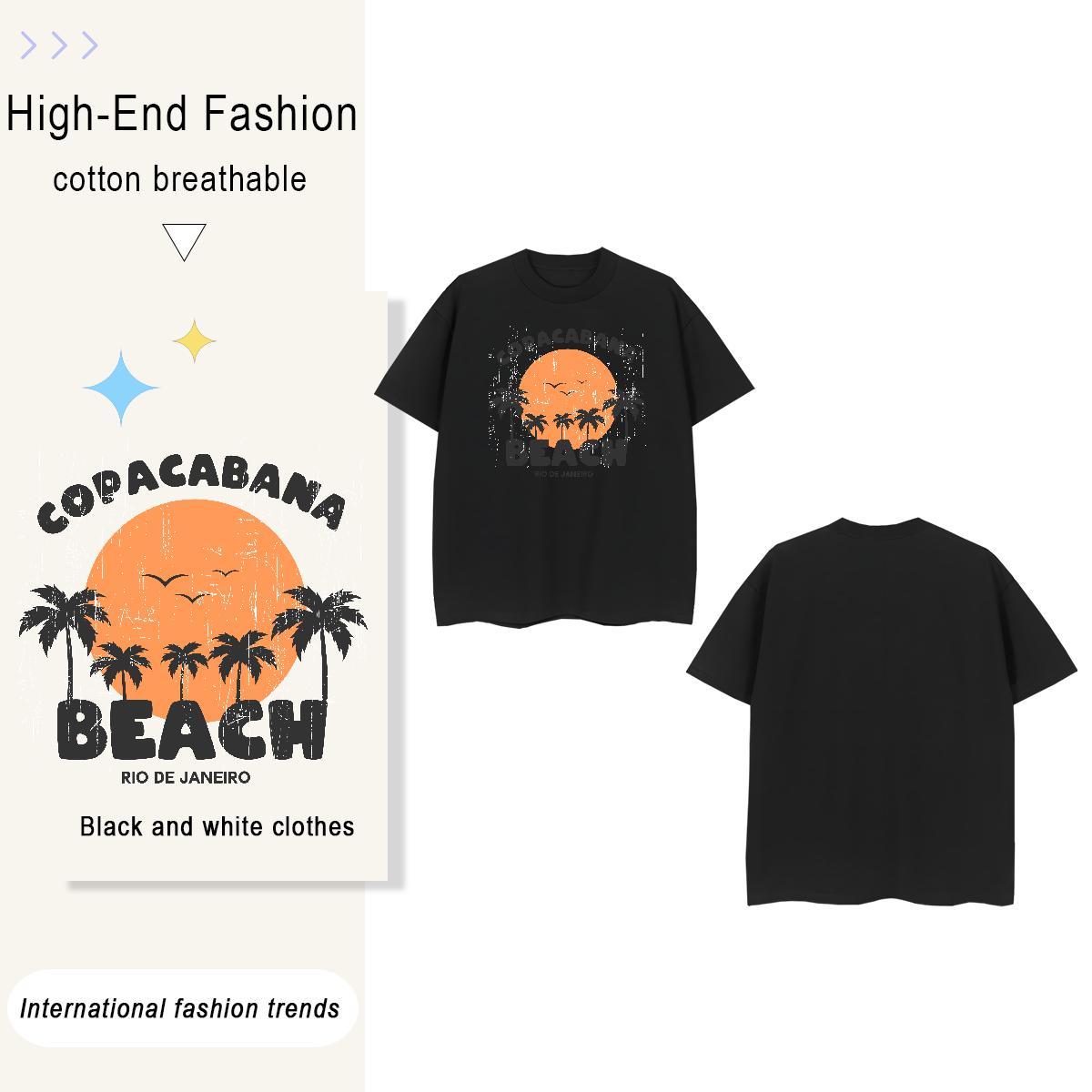 Loose tree 230g Cotton Men Clothes T-Shirt Outdoor O Neck Short Sleeves T-Shirts 2024 New Customized Print Tees