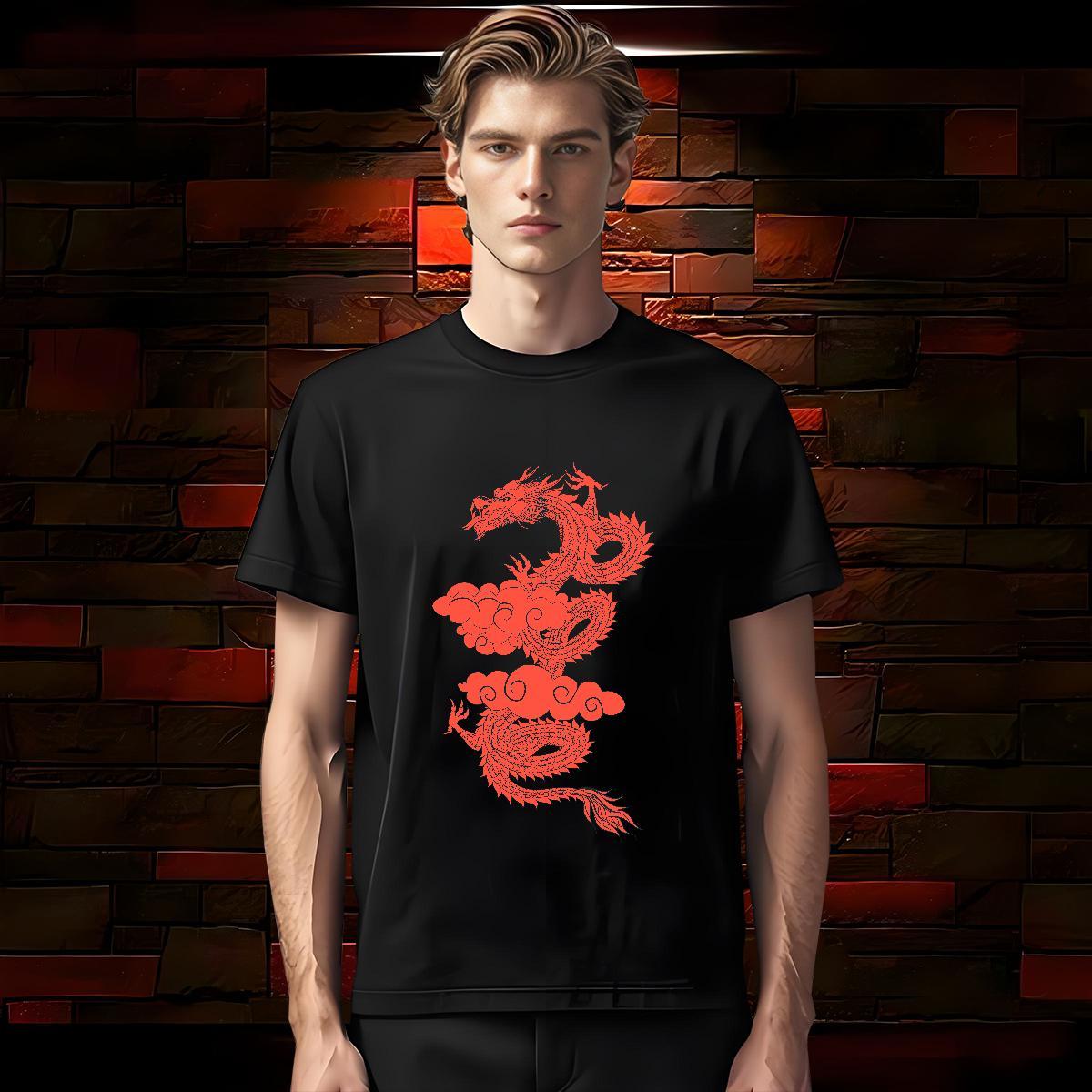 T-Shirts 100% Cotton 230g dragon Home Outdoor Breathable Black White Couples T Shirts Customized Free Shipping Tees
