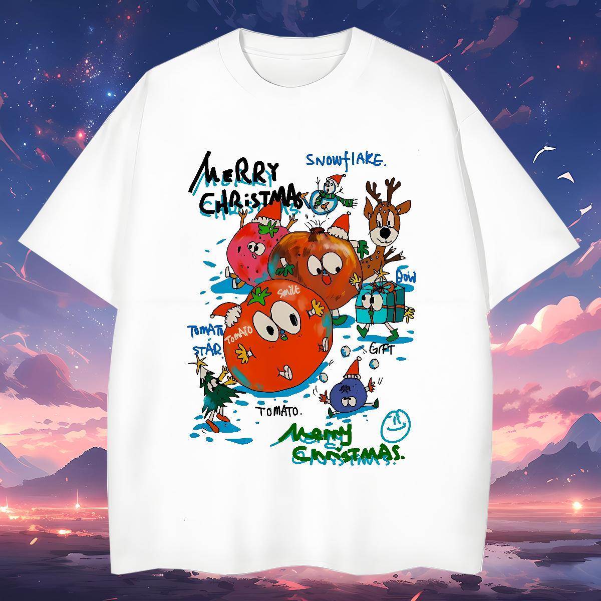 Man T Shirts 230g Pure Cotton cartoon Home Outdoor Round Neck Short Sleeve Plus Size Custom Couples T Shirts 2024 High Quality Wear