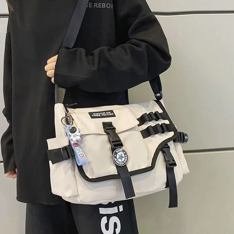 Canvas Crossbody Bags for Women Nylon Men Postman Student Shoulder Messenger Bag Large Satchel Fashion Bookbag Big Handbags 240819