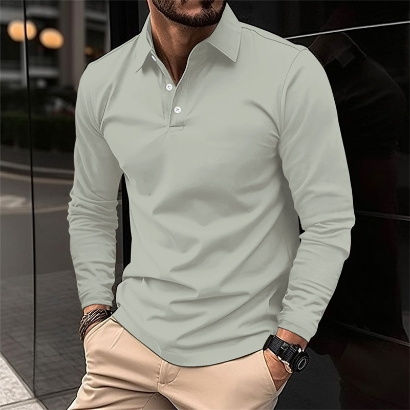 Men Polo Men Shirt Long sleeve Polo Shirt Contrast Color Polo Clothing Summer Streetwear Casual Fashion Men tops 240819